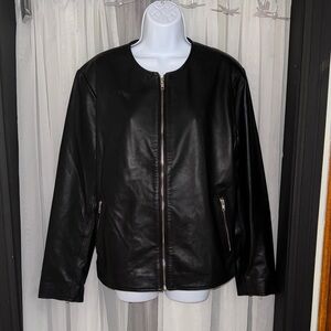 Elegant Black Leather Jacket for Women